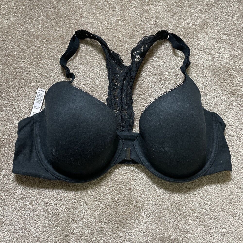 Victoria Secret Black Front Open body By Victoria lined Demi 34D underwire Bra